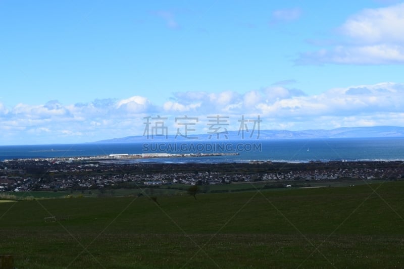 阿伦岛,特奴,克莱德河,天空,水平画幅,地形,山,无人,蓝色,户外