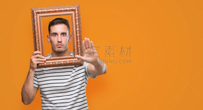 边框,面部表情,信心,男性美,做手势,认真的,手掌,停止手势,部落艺术,复古