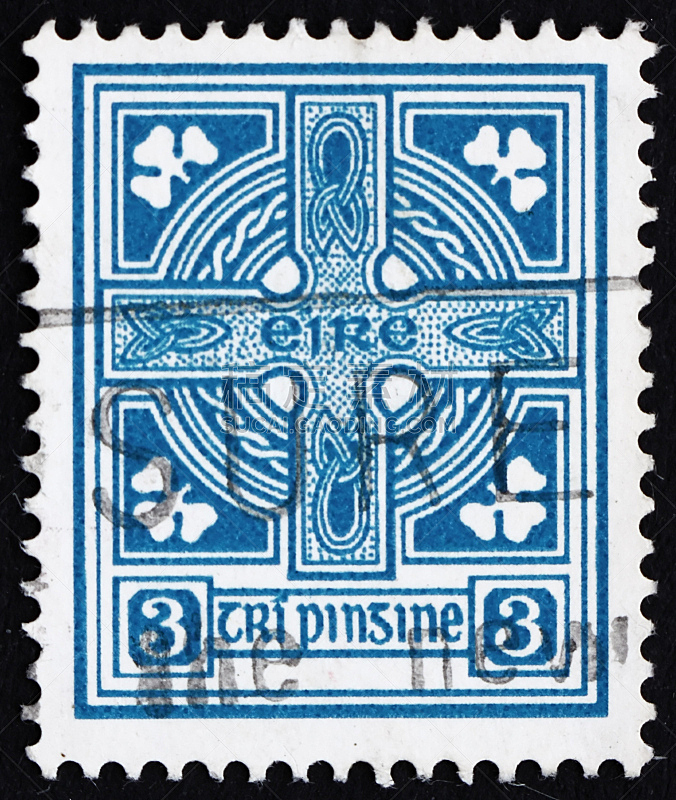 凯尔特十字架,北爱尔兰,1923,邮戳,垂直画幅,灵性,爱尔兰共和国,无人,十字形