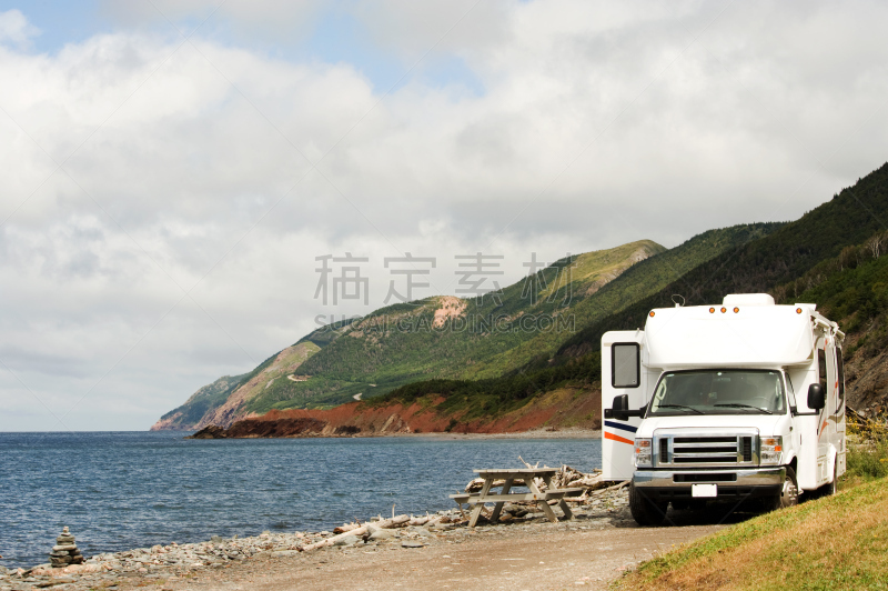 野餐桌,卡伯特道,布雷顿角,露营车,休息区,新斯科舍,水平画幅,无人,夏天,户外