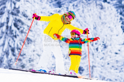 知识,母亲,滑雪运动,女孩,度假胜地,水平画幅,进行中,雪,父母,单身母亲