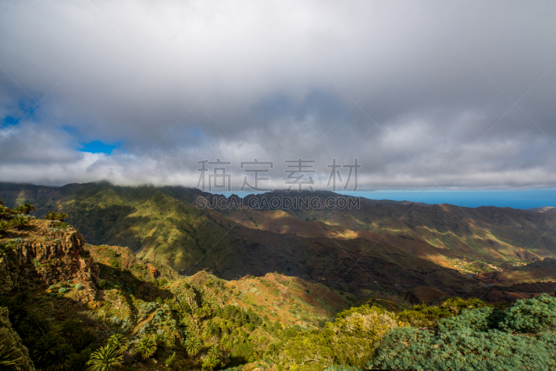 戈梅拉,岛,山脉,加拉霍奈国家公园,金丝雀,天空,美,水平画幅,山,无人