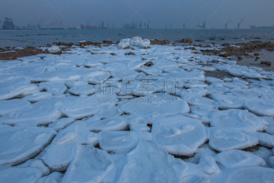 中国,海洋,冻结的,云,雪,船,动物,春天,海岸线,岩石