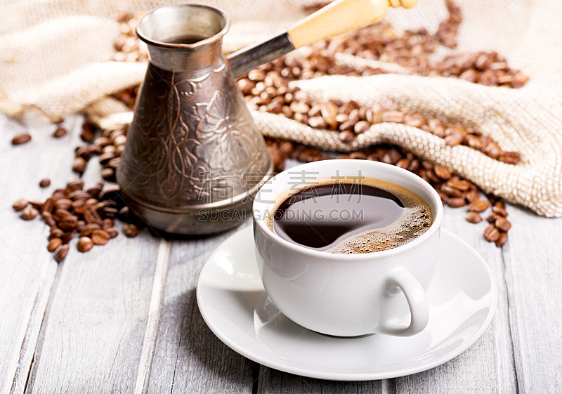 杯,黑咖啡,自然,烤咖啡豆,早餐,水平画幅,木制,无人,早晨,浓咖啡