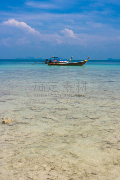传统,蓝塔岛,泰国,海滩,长尾船,垂直画幅,水,天空,美,度假胜地