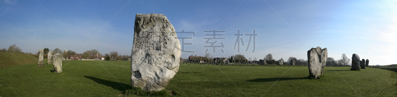 威尔特,埃夫伯里巨石圈,纪念碑,天空,留白,石圈,水平画幅,埃夫伯里,无人,古老的