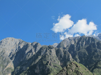 山,云南省,城市,虎跳峡,丽江,天空,美,沟壑,水平画幅,美人