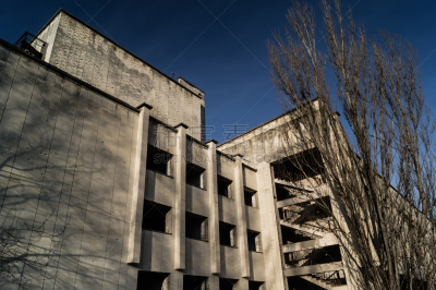 建筑外部,时区,主教团,商业金融和工业,水平画幅,普里皮亚季市,无人,卷积云,乌克兰,拆毁的