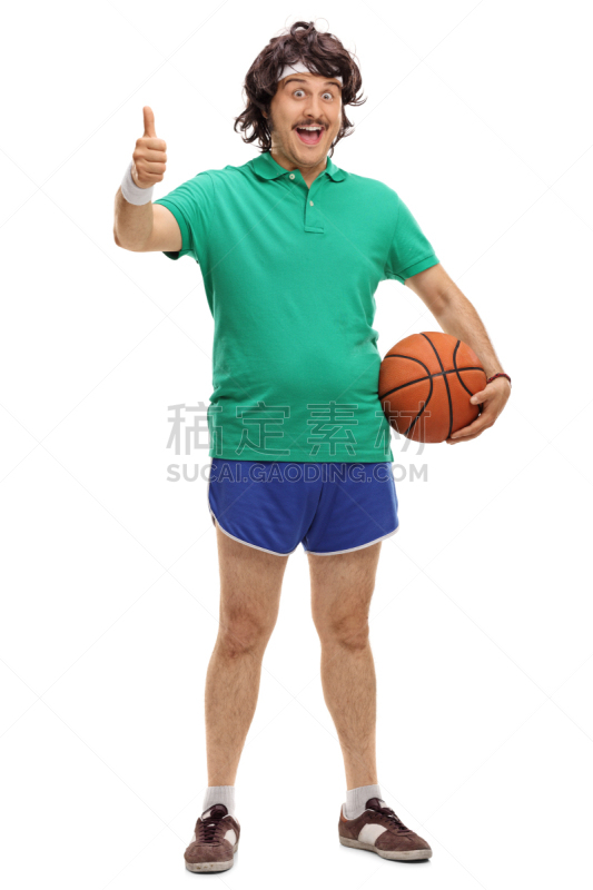 Retro guy holding a basketball