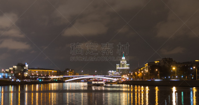 克里姆林宫,夜晚,夏天,白昼,日光,海湾,moscva河,国际著名景点,砖,云