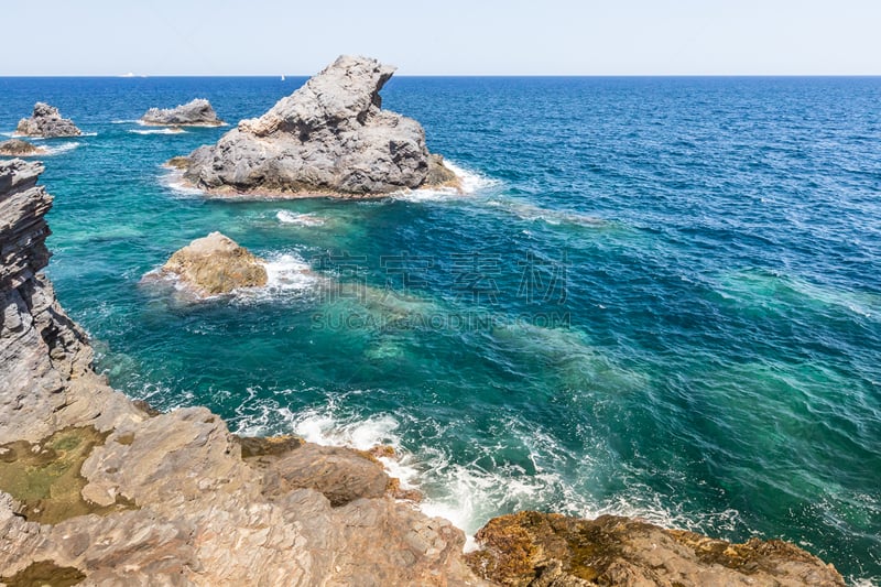 海景,地中海,布希曼族,曼加,自然,水平画幅,岩石,无人,蓝色,夏天