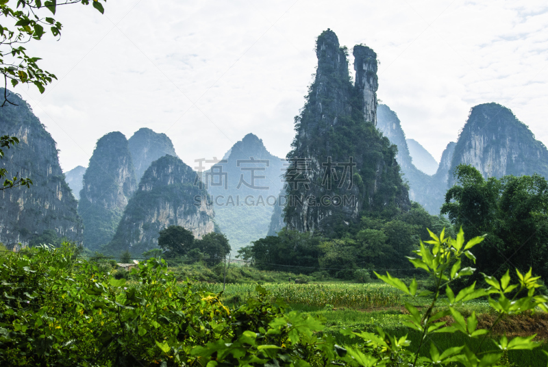 喀斯特,山脉,风景,法明顿山,桂林山水,天空,水平画幅,高视角,林区,岩层