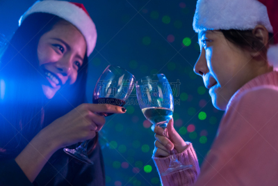 鸡尾酒,夜总会,香槟,新年,青年女人,庆祝,聚会,喝,相伴