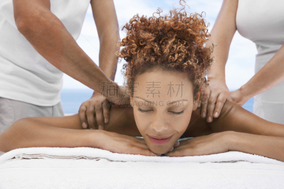 女人,美容师,肩,桌子,水平画幅,人,健康,户外,按摩师,特写