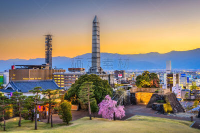 日本,甲府城,甲府市,日本城堡,方尖石塔,城堡,山梨县,樱桃树,纪念碑,公园