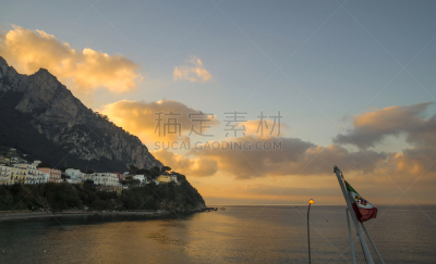 岛,卡普里,在上面,水,天空,美,度假胜地,水平画幅,夜晚,无人