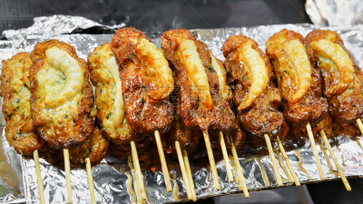 首尔,肉,开着的,街市,明洞,韩国食物,中东集市,货亭,水平画幅,无人