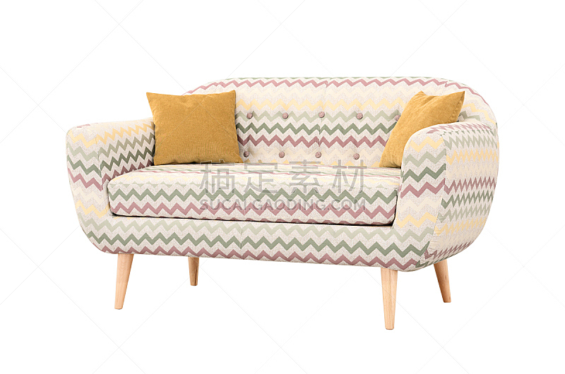 斯堪的纳维亚半岛,沙发,时尚,黄色,枕头,一个物体,背景分离,纺织品,华贵,舒服