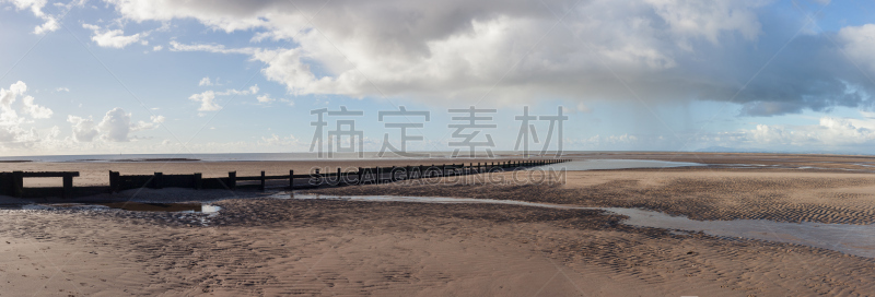 被侵蚀的,弗利特德伍,布莱克浦,兰开夏,防波堤,自然,水,天空,水平画幅,风化的