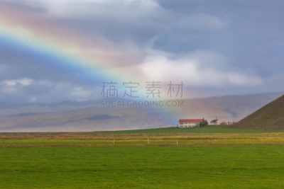 冰岛国,彩虹,地形,南,地形公园,天空,水平画幅,山,无人
