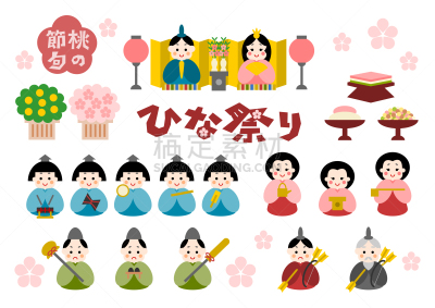 女儿节,绘画插图,日本,传统节日,羊毛帽,传统,华丽的,和服,灯笼