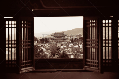 大理,古城,窗户,水平画幅,建筑,无人,全景,户外,云南省,都市风景