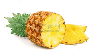 菠萝,白色背景,切片食物,分离着色,水平画幅,维生素,果汁,特写,甜点心,部分