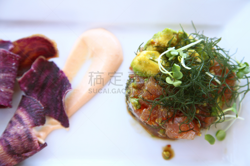 carpaccio,prepared ahi,餐具,水平画幅,无人,开胃品,生食,海产,特写,开胃酱