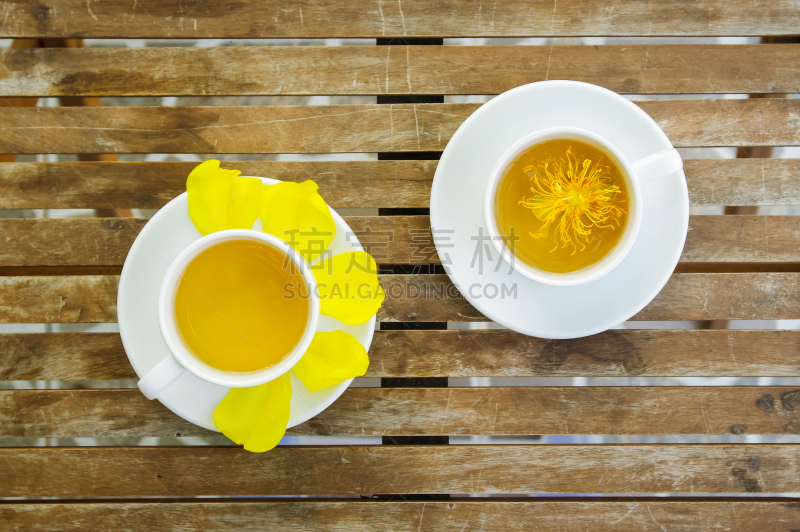 桌子,木制,黄色,丝绸,碗,茶杯,花瓣,月橘,艺术,水平画幅