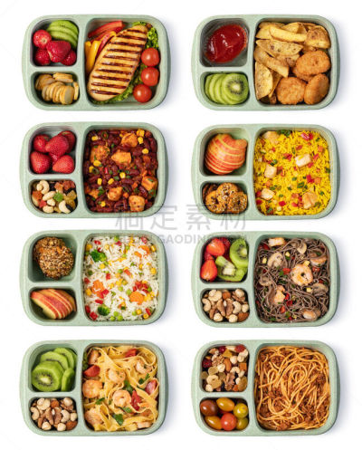 午餐盒,食品,美味,白色背景,蔬菜,晚餐,清新,健康食物,垂直画幅,早餐