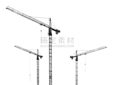 起重机,建筑业,白色背景,电缆绞车,水平画幅,提举,无人,巨大的,组物体,机器