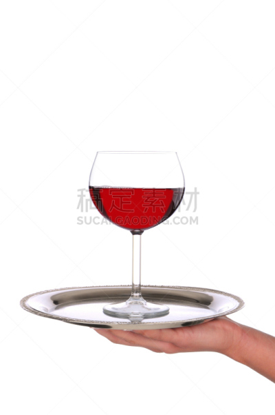 餐盘,女招待,葡萄酒杯,银盘,主菜餐盘,莫尔乐葡萄,卡百内葡萄,垂直画幅,女人,饮料