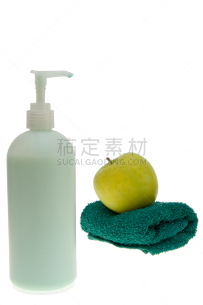 夏天,垂直画幅,美,绿色,水果,白色背景,spa美容,背景分离,化妆用品,干净