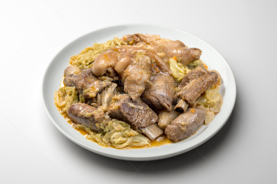 皱叶甘蓝,白色,猪肉,盘子,传统,配方,米兰式食物,肋骨,食品,餐具