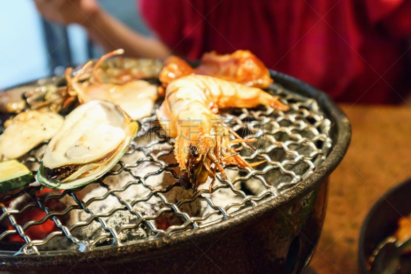 格子烤肉,韩式烧牛肉,朝鲜半岛,水平画幅,贻贝,传统,生食,家庭生活,膳食,海产