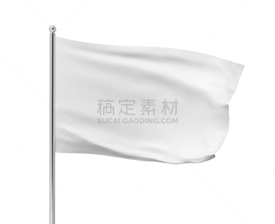 三维图形,杆,白旗,白色背景,留白,边框,水平画幅,形状,纺织品,消息