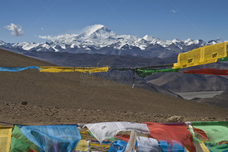 珠穆朗玛峰,山,侧面视角,自然,天空,寒冷,水平画幅,地形,雪,冰河