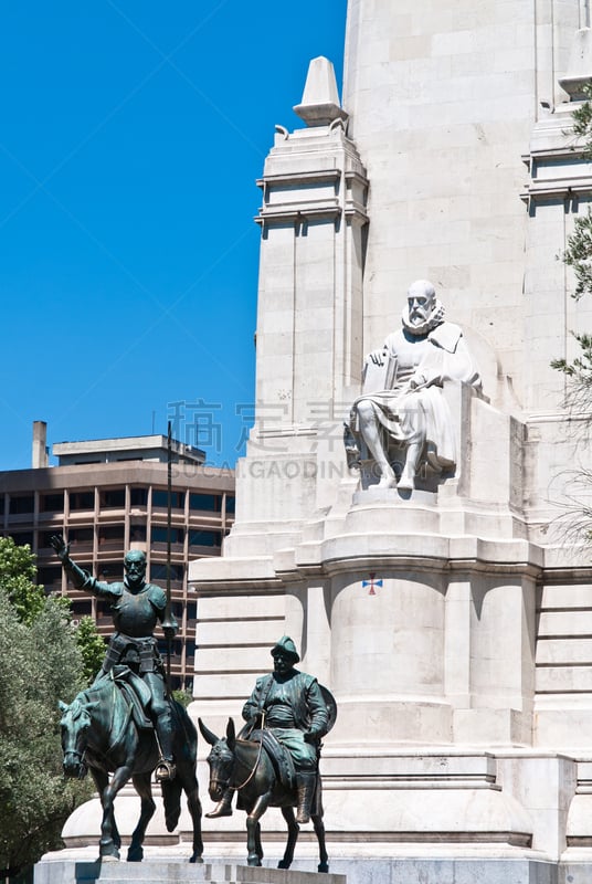 西班牙广场,Cervantes Monument,马德里,垂直画幅,纪念碑,天空,塞万提斯,公园,文学,喷泉