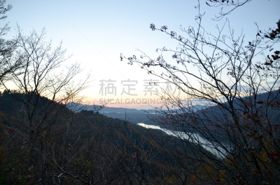万代山,福岛里,福岛县,湖,秋天,日本,黄昏,布希曼族,北盐原,水平画幅