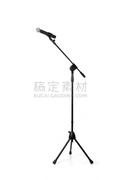 麦克风,白色背景,分离着色,传声器架,垂直画幅,留白,银色,无人,噪声,古老的