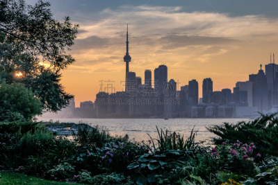 城市天际线,多伦多,水,天空,水平画幅,无人,户外,湖,都市风景,彩色图片