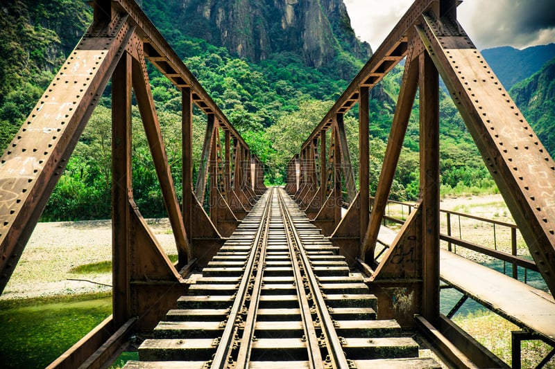 热带雨林,,过龙河,铁路运输,回旋桥,世界第一座铁桥,哥斯达黎加,桥,田园风光,雨林