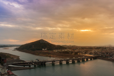 地形,都市风景,山,河流,天空,旅游目的地,水平画幅,樱花,乡村,爱知县