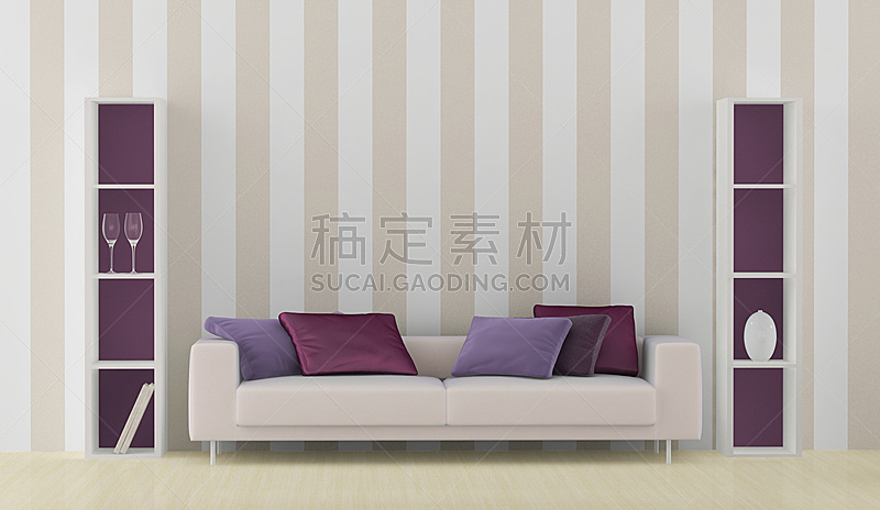 沙发,白色,室内,正面视角,美,水平画幅,形状,墙,无人,架子