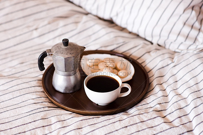 咖啡,早晨,床,就寝时间,饮料,茶,可爱的,杯,食品,复古风格