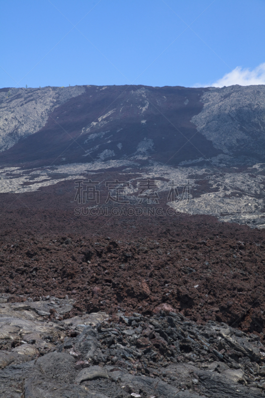 几劳亚活火山,夏威夷大岛,渣块熔岩,结壳熔岩,垂直画幅,天空,无人,火山地形