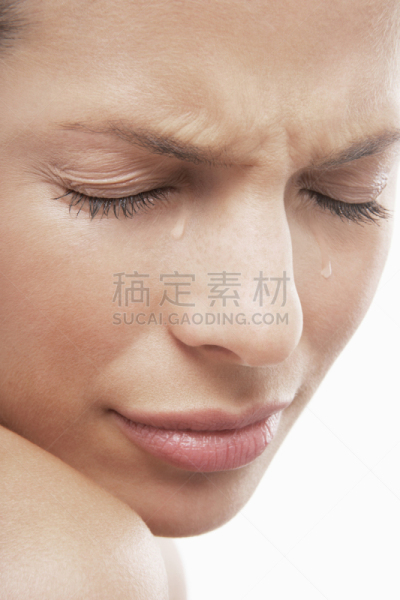 悲哀,青年女人,眼泪,部分,嘴唇,女人,面部表情,背景,人的脸部,问题