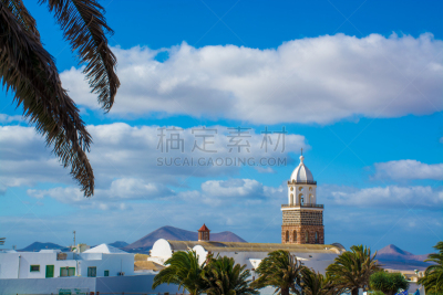 兰萨罗特岛,西班牙,加那利群岛,古城,天空,水平画幅,无人,传统,古老的