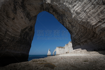 诺曼底埃特塔尔海滩,自然拱,阿瓦石门,诺曼底,自然,水,天空,悬崖,洞,水平画幅