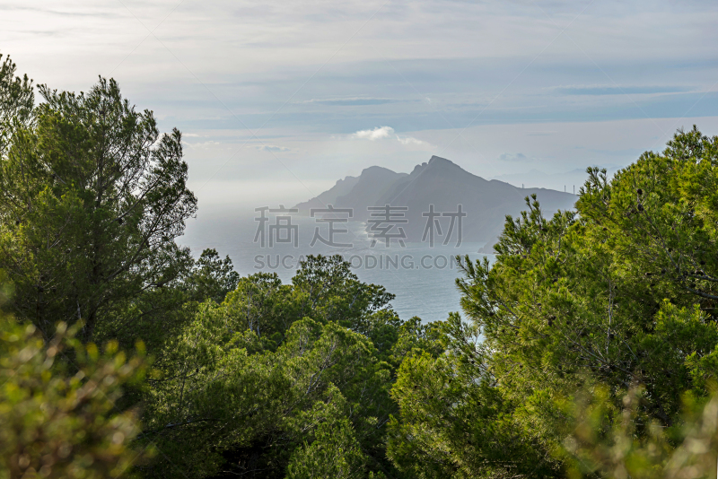 穆尔西亚,海岸线,山,西班牙,看风景,云,著名景点,曼加,波浪,水湾